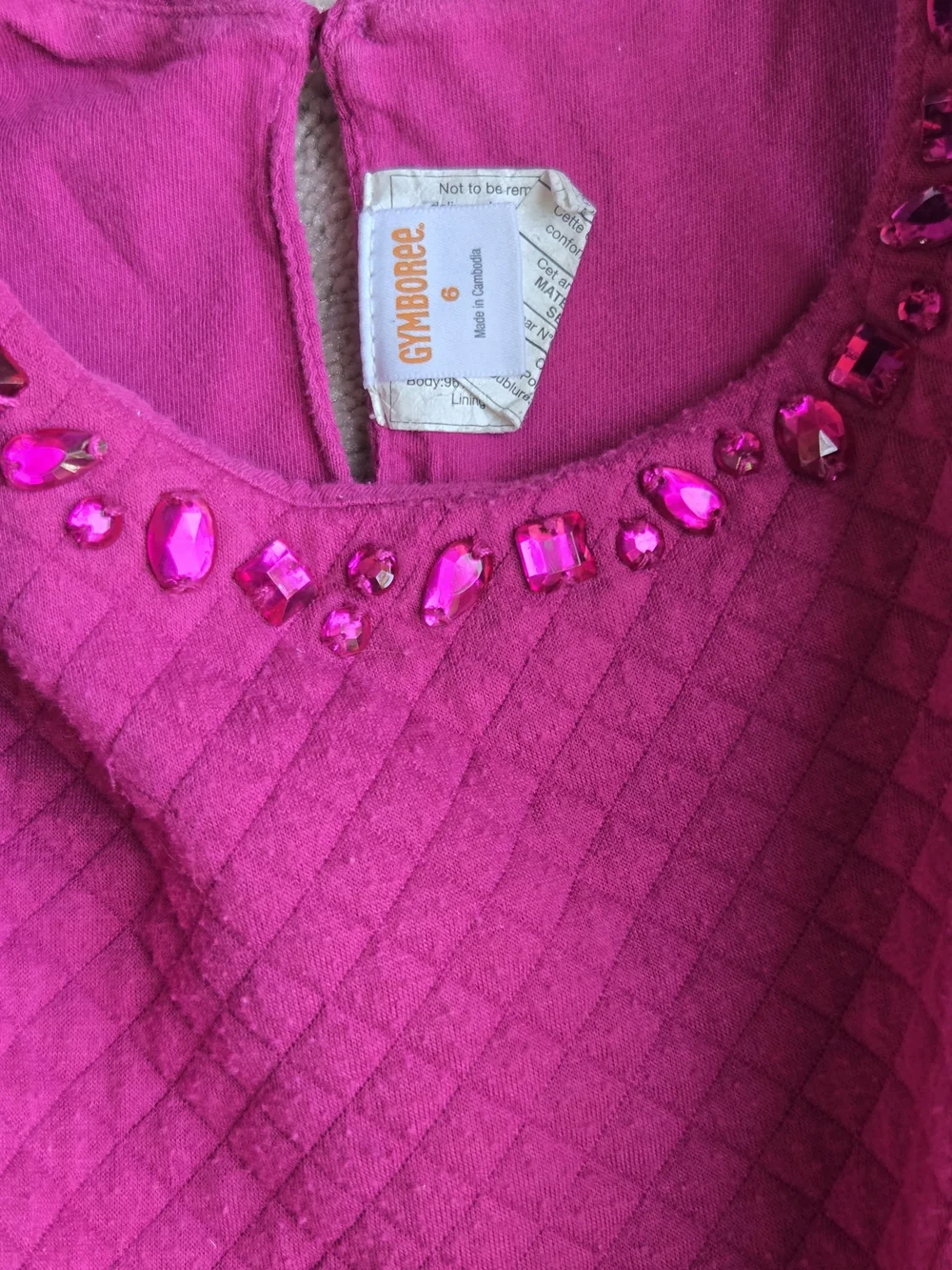 Gymboree Hot Pink Quilted Dress with Jewel Neckline